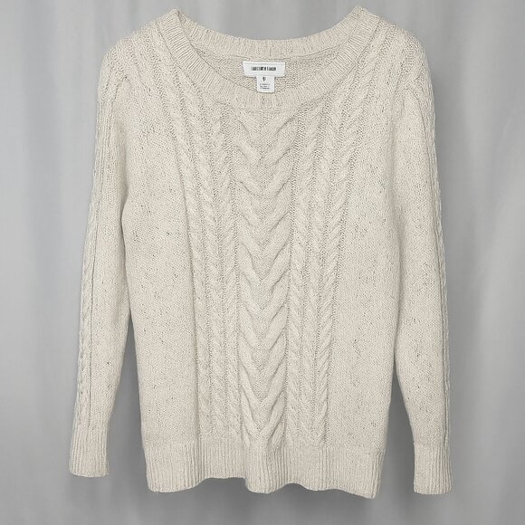Old Navy Cream Cable Knit Sweater XL Cotton Blend Pullover - Picture 1 of 7